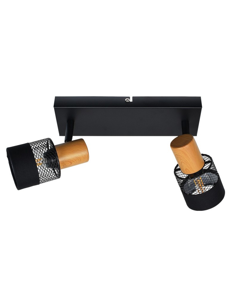 Spotlight ceiling lamps - Italux Coletta Spotlight/Spot Black, wood, fabric 2xE14 4W SPL-90110-2 - product kolory-swiatla.pl 2