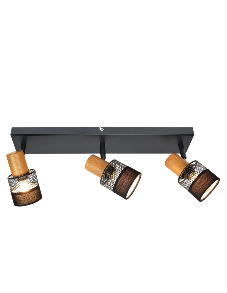 Spotlight ceiling lamps - Italux Coletta Spotlight/Spot Black, wood, fabric 3xE14 4W SPL-90110-3 - product kolory-swiatla.pl 1