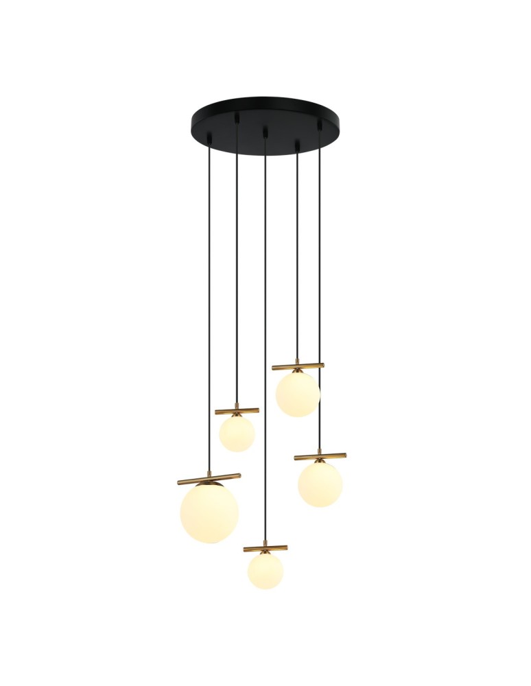 Pendant lamps spheres - Italux Merseta Pendant Antique Bronze 5xE14, G9 E14 40W + G9 25W PND-463325A-BRO+W - product kolory-swiatla.pl 1