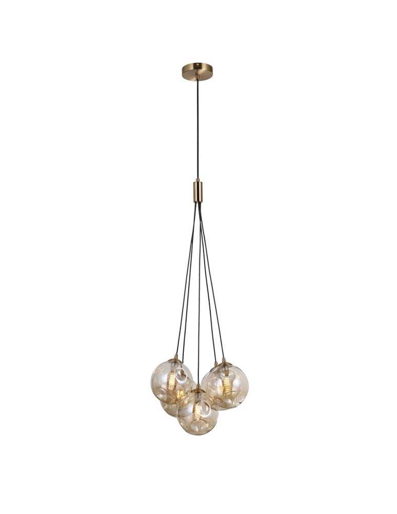 Pendant lamps spheres - Italux Perlos Pendant Honey Brass 5xG9 5W PND-54456-5-HB-AMB - product kolory-swiatla.pl 2