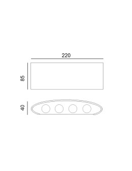 Italux Ortelo Zewnętrzna Ścienna Czarny piaskowany IP54 8xLED 8W 3000K OWL-451-4-BL - produkt 2