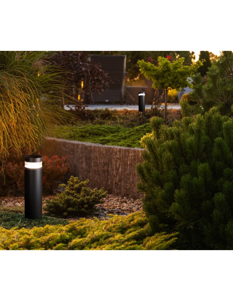 Standing garden lamps - Italux Marcon 3K Outdoor Standing Black Sandblasted IP54 1xLED 12W 3000K OFL-6552-70-3K - product kolory-swiatla.pl 2