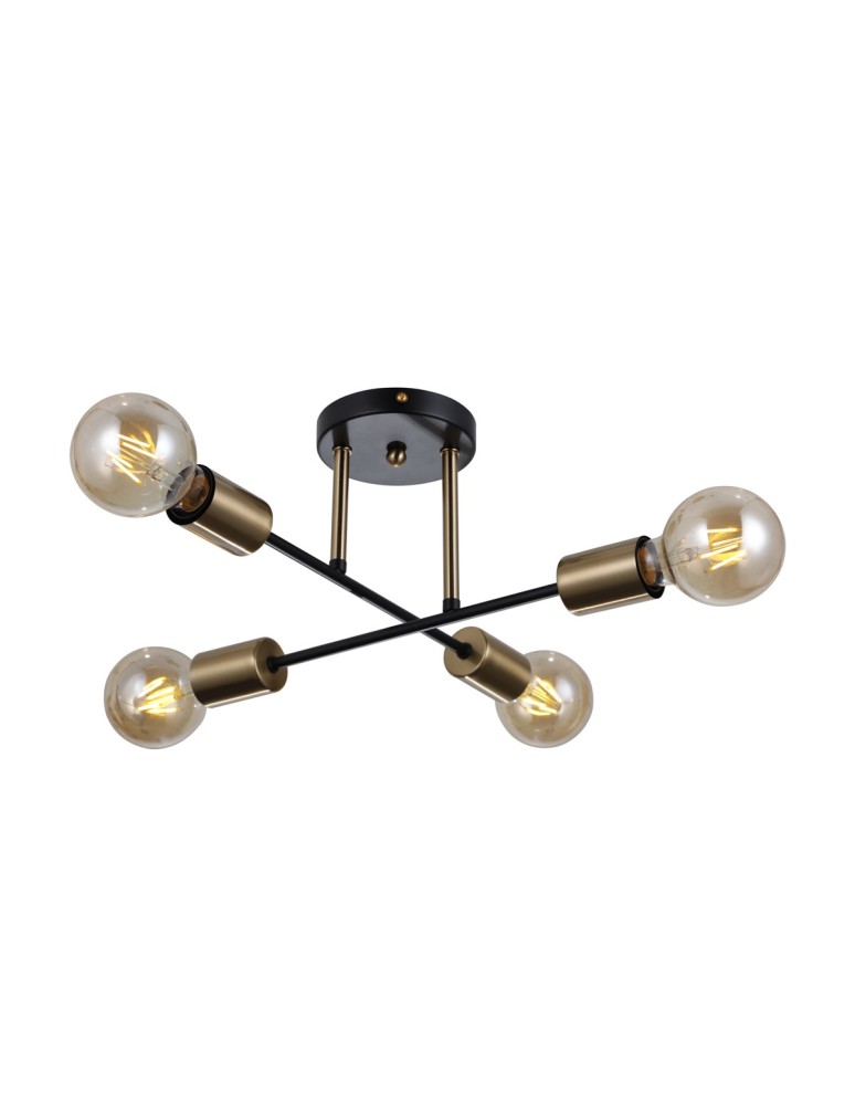 Loft ceiling lamps - industrial - Italux Formio Pendant Black matte, honey brass 4xE27 40W PND-4052-4-BL-HBR - product kolory-swiatla.pl 1