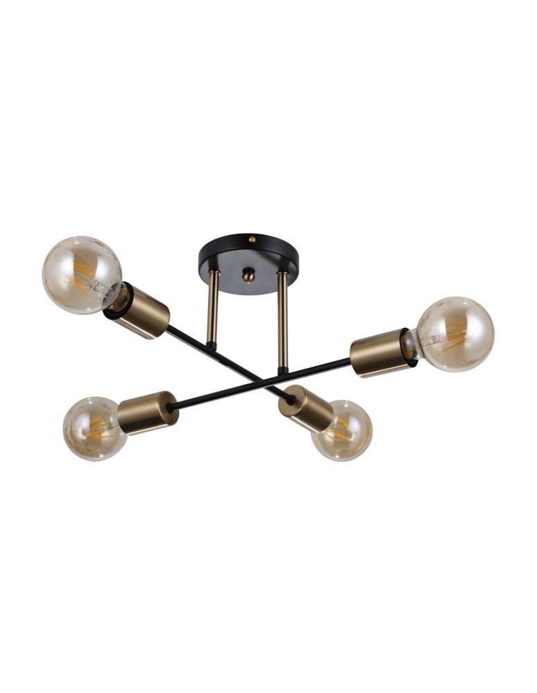Loft ceiling lamps - industrial - Italux Formio Pendant Black matte, honey brass 4xE27 40W PND-4052-4-BL-HBR - product kolory-swiatla.pl 2
