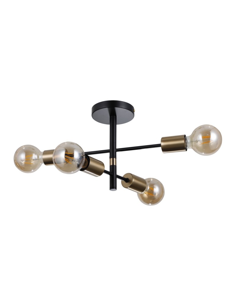 Loft ceiling lamps - industrial - Italux Piansi Pendant Black matte, honey brass 4xE27 40W PND-4025-4-BL-HBR - product kolory-swiatla.pl 2