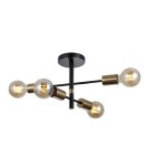 Loft ceiling lamps - industrial - Italux Piansi Pendant Black matte, honey brass 4xE27 40W PND-4025-4-BL-HBR - product 1