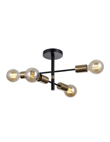 Italux Piansi Pendant Black matte, honey brass 4xE27 40W PND-4025-4-BL-HBR