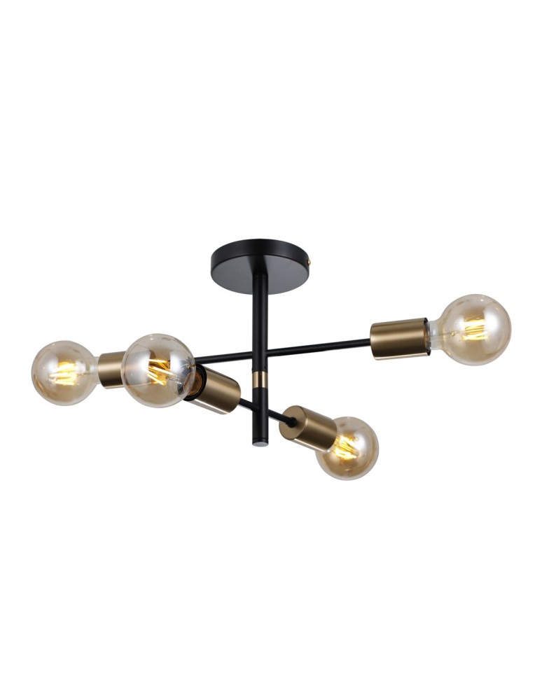Loft ceiling lamps - industrial - Italux Piansi Pendant Black matte, honey brass 4xE27 40W PND-4025-4-BL-HBR - product kolory-swiatla.pl 1