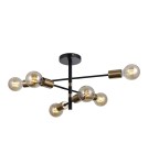 Loft ceiling lamps - industrial - Italux Piansi Pendant Black matte, honey brass 6xE27 40W PND-4025-6-BL-HBR - product 1