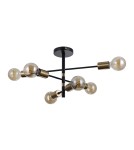 Loft ceiling lamps - industrial - Italux Piansi Pendant Black matte, honey brass 6xE27 40W PND-4025-6-BL-HBR - product 2