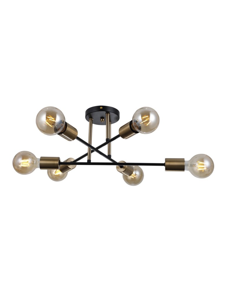 Loft ceiling lamps - industrial - Italux Formio Pendant Black matte, honey brass 6xE27 40W PND-4052-6-BL-HBR - product kolory-swiatla.pl 1