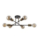 Loft ceiling lamps - industrial - Italux Formio Pendant Black matte, honey brass 6xE27 40W PND-4052-6-BL-HBR - product 2