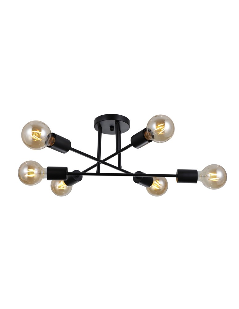 Loft ceiling lamps - industrial - Italux Formio Pendant Matte Black 6xE27 40W PND-4052-6-BL - product kolory-swiatla.pl 2