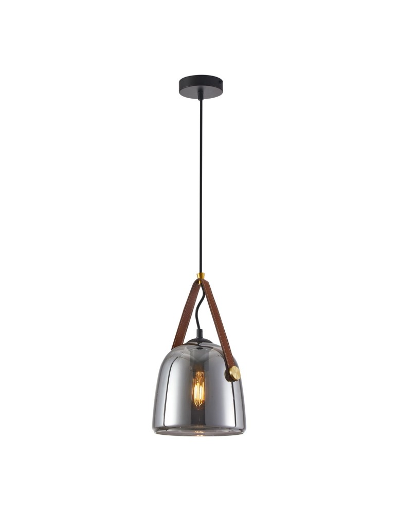 Single pendant lamps - Italux Solta Pendant Black, Smoked 1xE27 40W PND-24342-1-BK-SG - product kolory-swiatla.pl 1