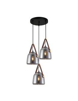 Italux Solta Wisząca Czarny, dymiony 3xE27 40W PND-24342-3A-BK-SG