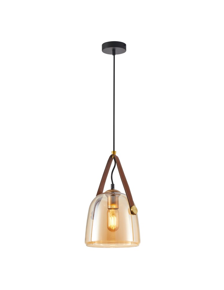 Single pendant lamps - Italux Solta Pendant Black, Amber 1xE27 40W PND-24342-1-BK-AMB - product kolory-swiatla.pl 1