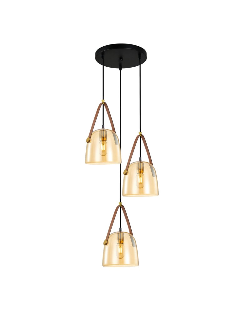 Triple pendant lamps - Italux Solta Pendant Black, Amber 3xE27 40W PND-24342-3A-BK-AMB - product kolory-swiatla.pl 1