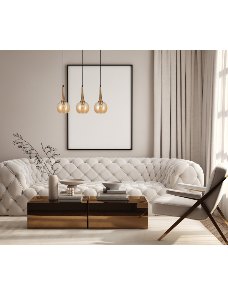 Pendant lamps on a strip - Italux Favera Pendant Antique Bronze 3xE27 40W PND-42361-3-BRO-AMB - product kolory-swiatla.pl 2