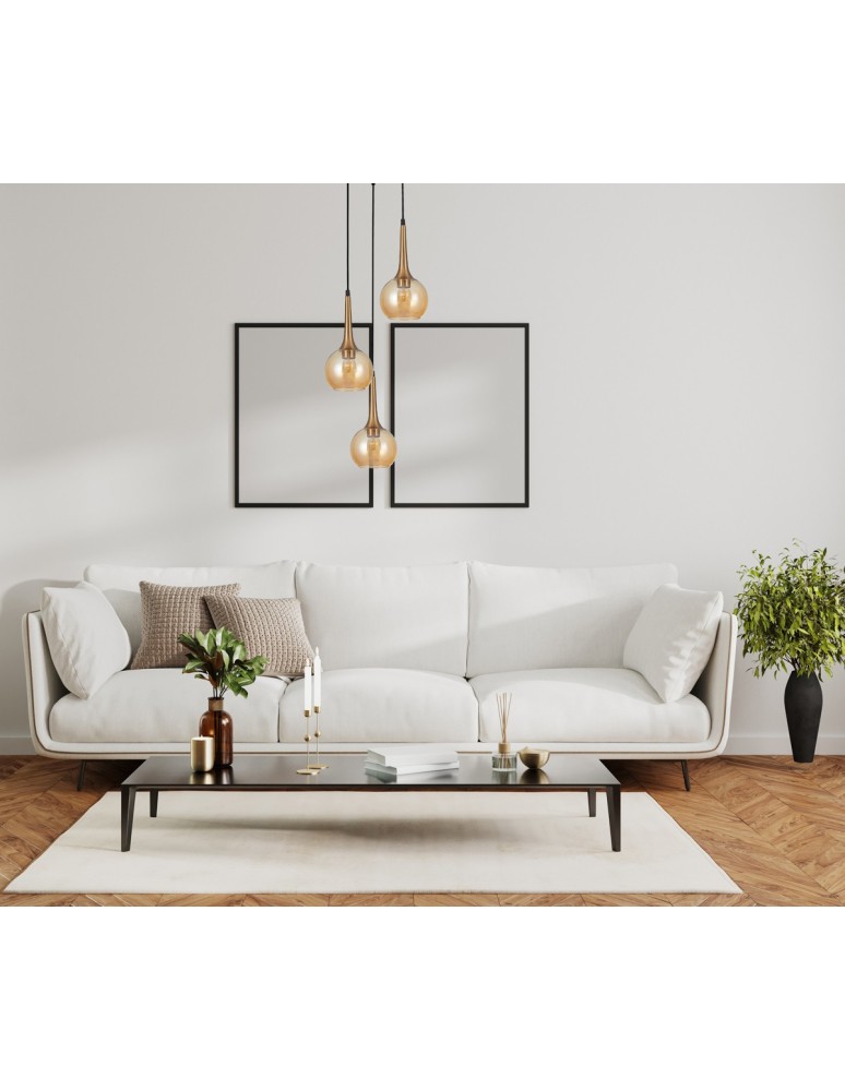 Triple pendant lamps - Italux Favera Pendant Antique Bronze 3xE27 40W PND-42361-3A-BRO-AMB - product kolory-swiatla.pl 2