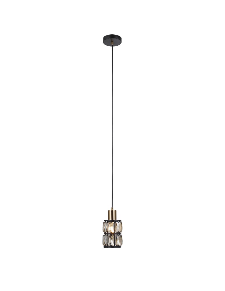 Single pendant lamps - Italux Menfi Pendant matt black+honey brass 1xE27 40W PND-44236-1-BK-GD - product kolory-swiatla.pl 1