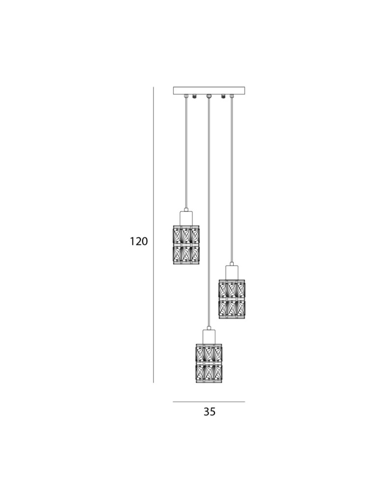 Triple pendant lamps - Italux Menfi Pendant matt black+honey brass 3xE27 40W PND-44236-3-BK-GD - product kolory-swiatla.pl 3