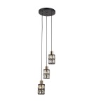Triple pendant lamps - Italux Menfi Pendant matt black+honey brass 3xE27 40W PND-44236-3-BK-GD - product 1