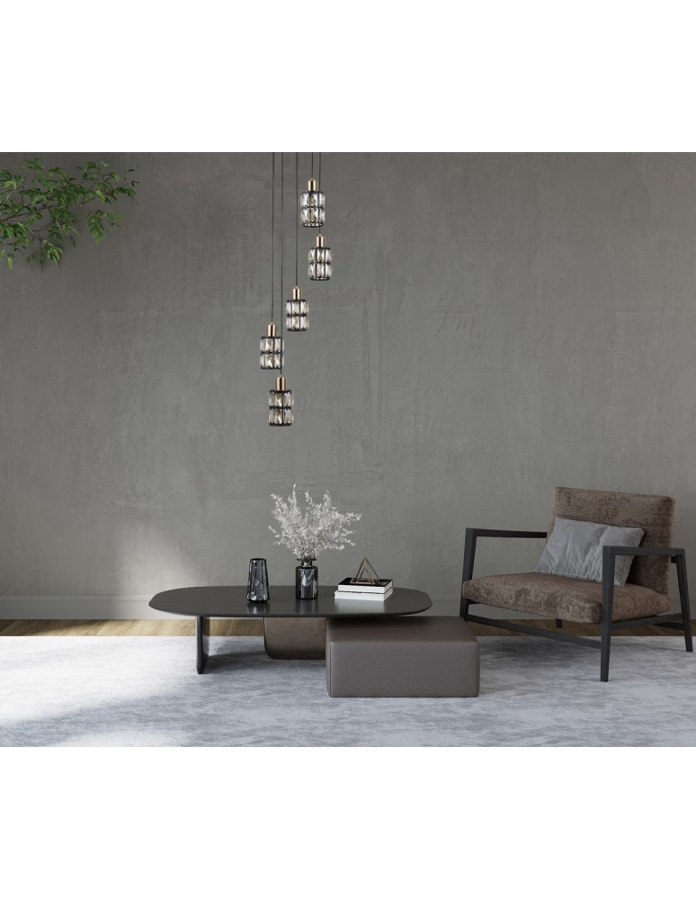 Pendant lamps - Italux Menfi Pendant matt black+honey brass 5xE27 40W PND-44236-5-BK-GD - product kolory-swiatla.pl 2