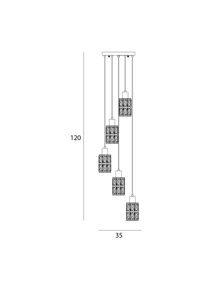 Pendant lamps - Italux Menfi Pendant matt black+honey brass 5xE27 40W PND-44236-5-BK-GD - product kolory-swiatla.pl 3