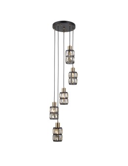 Italux Menfi Pendant matt black+honey brass 5xE27 40W PND-44236-5-BK-GD