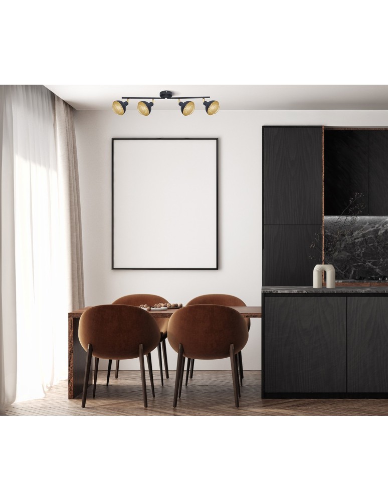 Spotlight ceiling lamps - Italux Savio Spotlight/Spot Black matte gold 4xE14 40W SPL-27357-4-BK-GD - product kolory-swiatla.pl 4