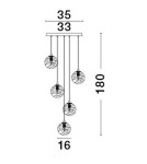 Pendant lamps spheres - Luces Exclusivas CABRAL Pendant Modern gold and gold shades 5xG9 max 25W LE42903 - product 3