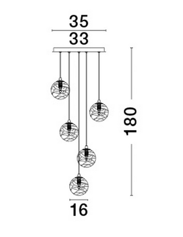 Pendant lamps spheres - Luces Exclusivas CABRAL Pendant Modern gold and gold shades 5xG9 max 25W LE42903 - product kolory-swiatla.pl 3