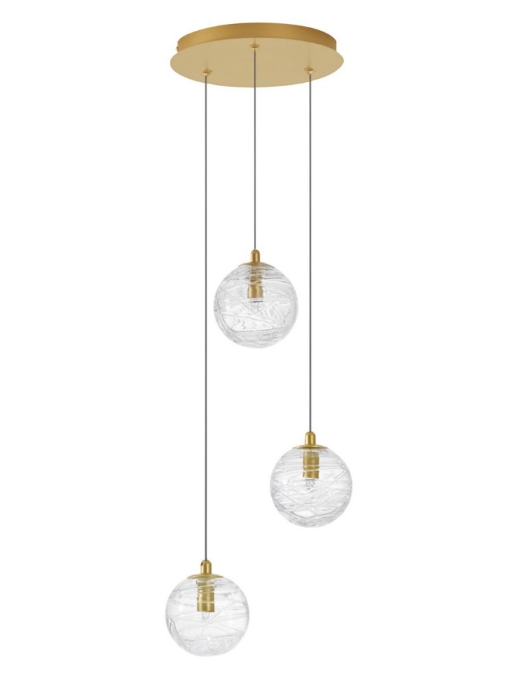 Pendant lamps spheres - Luces Exclusivas CABRAL Pendant Modern gold and gold shades 3xG9 max 15W LE42904 - product kolory-swiatla.pl 1