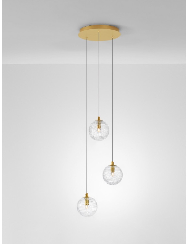 Pendant lamps spheres - Luces Exclusivas CABRAL Pendant Modern gold and gold shades 3xG9 max 15W LE42904 - product kolory-swiatla.pl 2