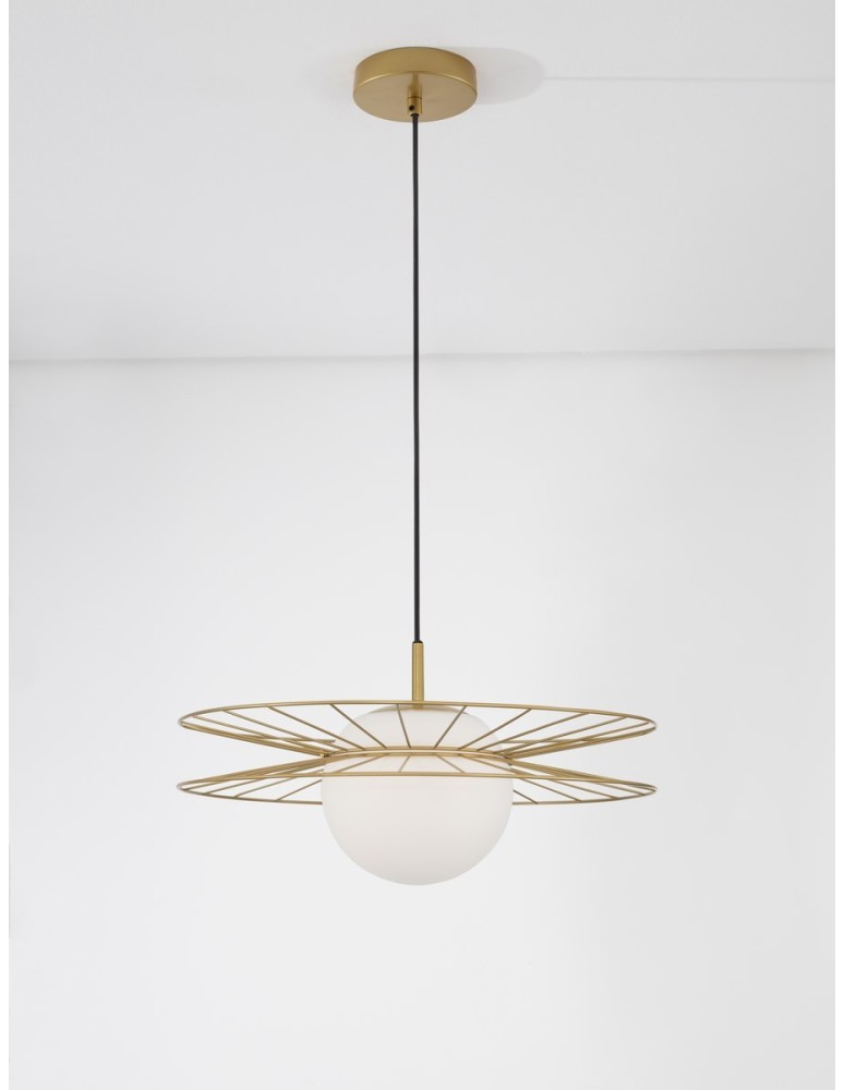 Single pendant lamps - Luces Exclusivas MORELOS Pendant Modern gold and gold shades 1xE27 max 12W LE42940 - product kolory-swiatla.pl 2