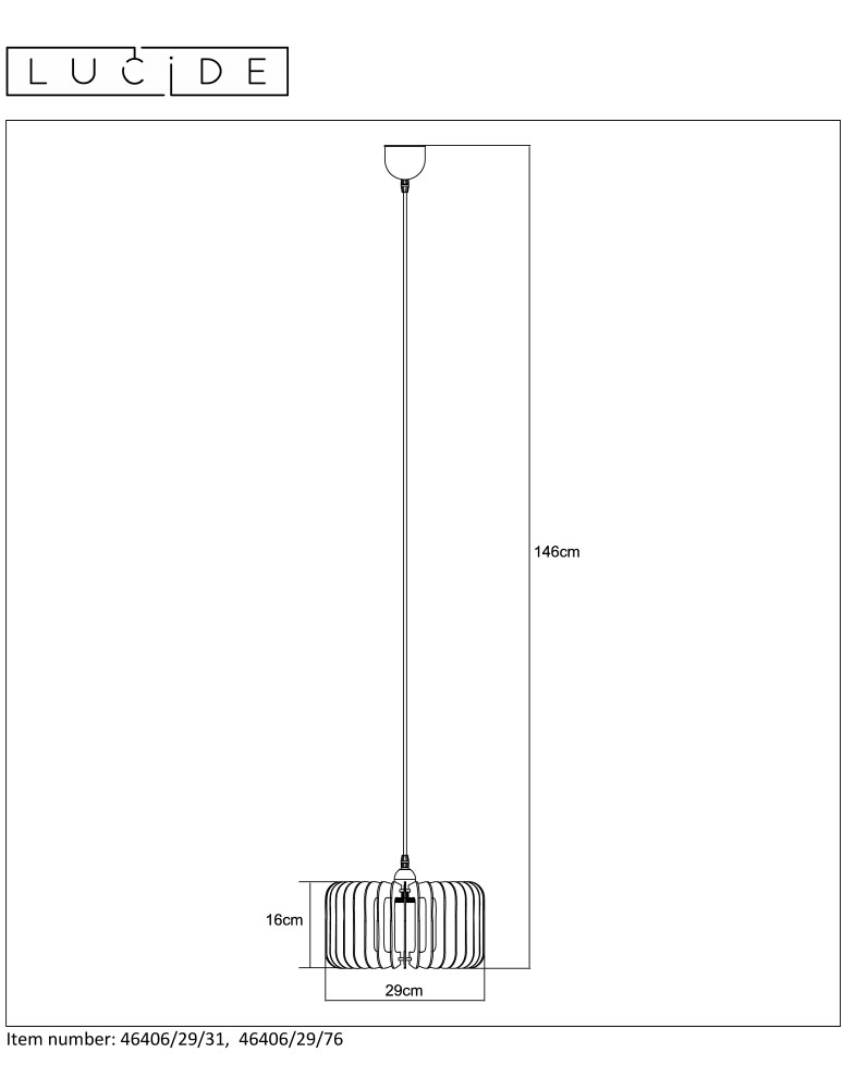 Boho pendant lamps - Lucide ETTA Pendant E27 29cm H16cm W 46406/29/76 - product kolory-swiatla.pl 4