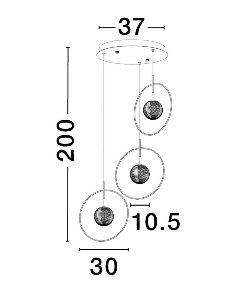 Pendant lamps - Luces Exclusivas BACATA Pendant Modern Gold and shades of gold 3xLED max 19W 3000K LE43202 - product kolory-swiatla.pl 2