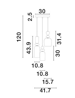 Luces Exclusivas BALAM Wisząca Nowoczesna złoty i odcienie złota 3xE14 max 5W LE43400 - produkt 2