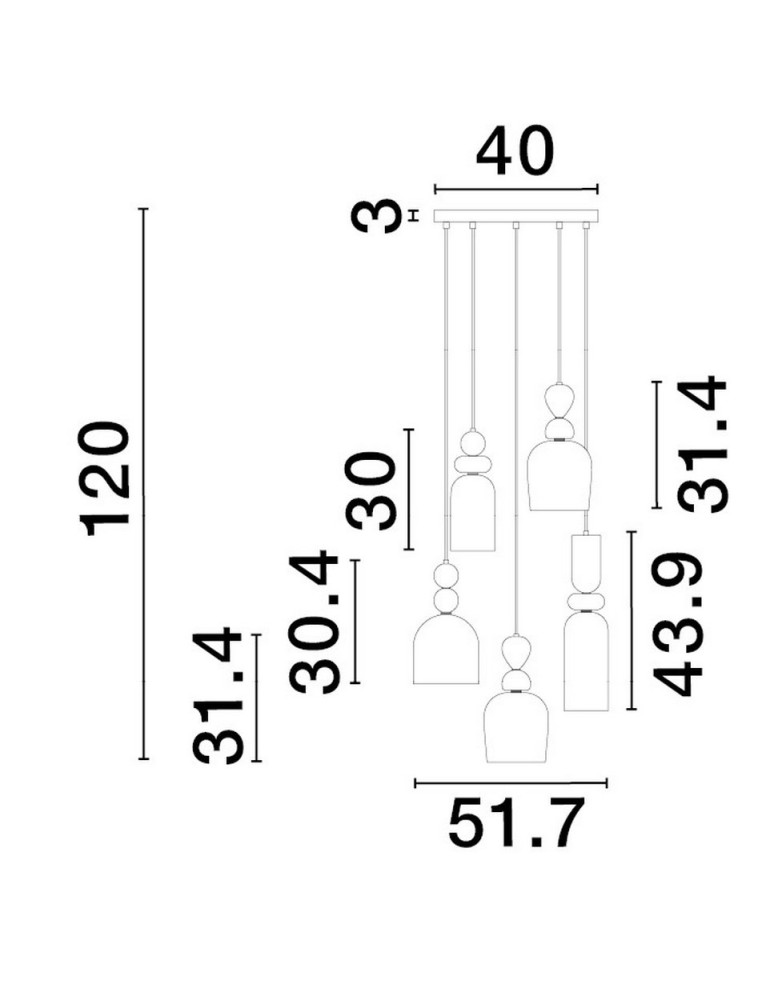 Lampy wiszące - Luces Exclusivas BALAM Wisząca Nowoczesna złoty i odcienie złota 5xE14 max 5W LE43401 - produkt kolory-swiatla.pl 3