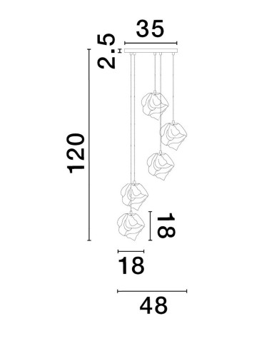 Luces Exclusivas BALUN Wisząca Nowoczesna złoty i odcienie złota 5xE14 max 5W LE43402 - produkt 2