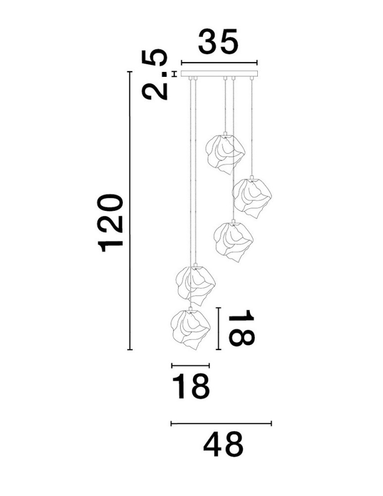 Pendant lamps - Luces Exclusivas BALUN Pendant Modern Gold and Shades of Gold 5xE14 max 5W LE43402 - product kolory-swiatla.pl 2