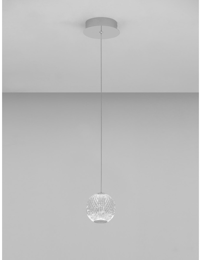 Pendant lamps - Luces Exclusivas CANA Pendant Modern silver and silver tones 1xLED max 6W 3200K LE43471 - product kolory-swiatla.pl 2