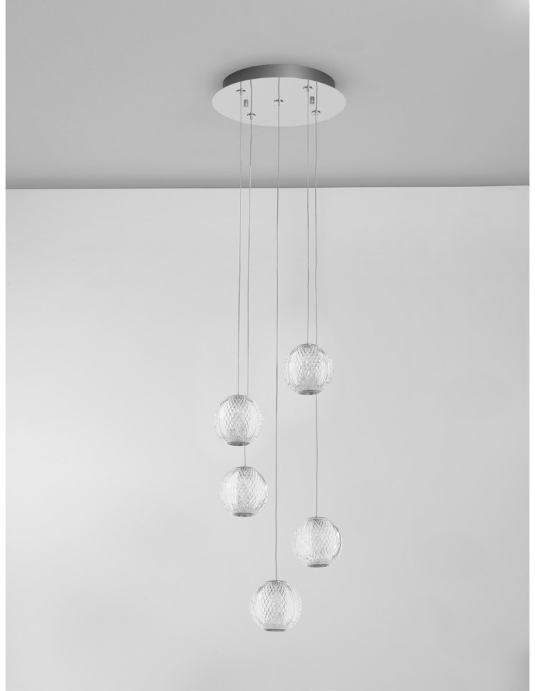 Pendant lamps - Luces Exclusivas CANA Pendant Modern silver and silver tones 1xLED max 26W 3200K LE43475 - product kolory-swiatla.pl 3