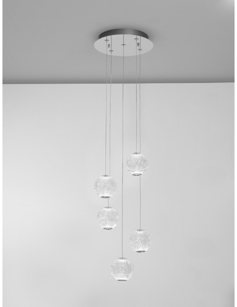 Pendant lamps - Luces Exclusivas CANA Pendant Modern silver and silver tones 1xLED max 26W 3200K LE43475 - product kolory-swiatla.pl 4