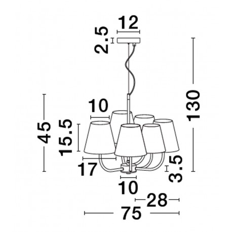 Luces Exclusivas BAJADA Wisząca Nowoczesna czarny 6xE27 max 12W LE43643
