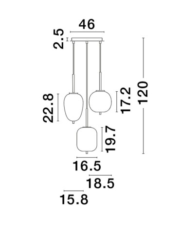 Luces Exclusivas PILAR Wisząca Nowoczesna złoty i odcienie złota 3xE27 max 12W LE43668 - produkt 2