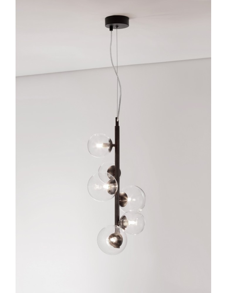 Pendant lamps spheres - Luces Exclusivas PARLA Pendant Modern Black 6xG9 max 6W LE42603 - product kolory-swiatla.pl 3