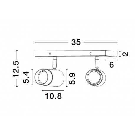 Luces Exclusivas CAYES Reflektor Sufitowy czarny 2xGU10 max 10W LE42613