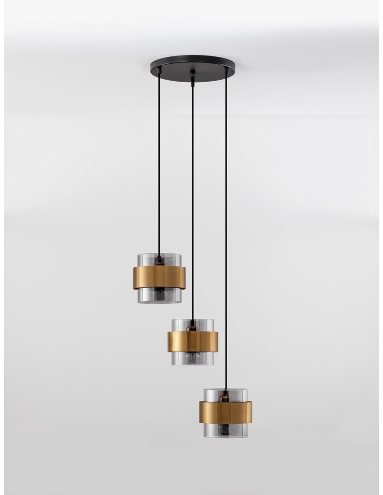 Pendant lamps - Luces Exclusivas VIEJA Pendant Modern gold and gold shades 3xΕ27 max 12W LE42624 - product kolory-swiatla.pl 4