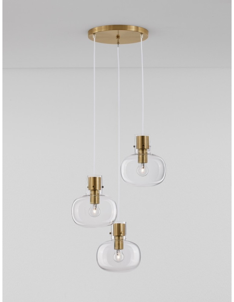 Pendant lamps - Luces Exclusivas PADRE Pendant Modern gold and gold shades 3xΕ27 max 12W LE42634 - product kolory-swiatla.pl 3
